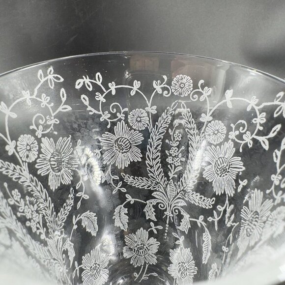 Antique Tiffin Franciscan June Nights Clear Etched Floral Goblet Glasses Set 2 - Picture 5 of 11